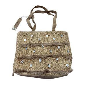 Women’s Salt + Umber Shell Shoulder Bag Beige Woven Tote